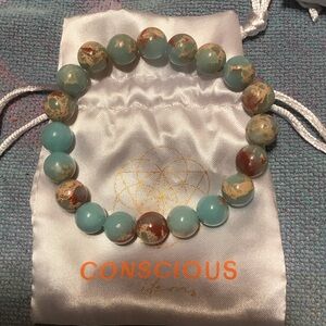 Turquoise and Brown Beaded Bracelet